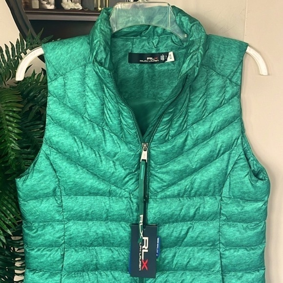 Brand New RLX Ralph Lauren Green Golf Zip Up Puffy Vest Pockets Water Repellent - Picture 2 of 16